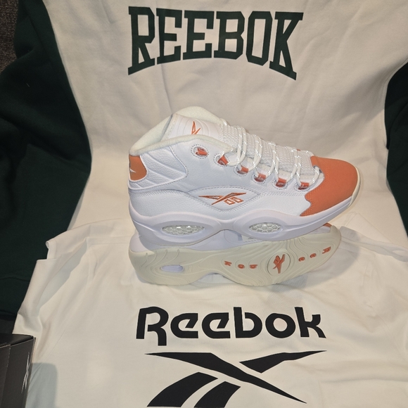 SOLD!!! Size 11.5 - Mens Reebok Allen Iverson Question Mid Orange Toe - Picture 5 of 9